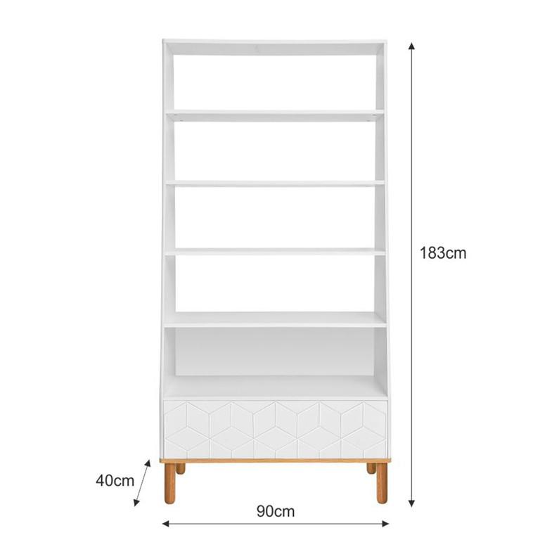 BÜCHERREGAL Weiß und Holz - Weiß, Holzwerkstoff (90/183/40cm) - Petits-meubles