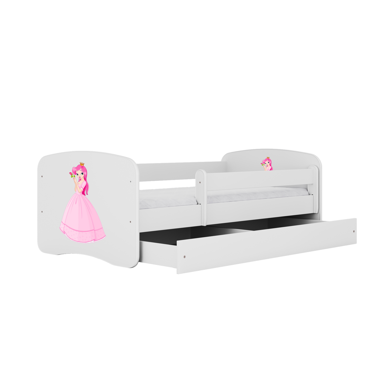 KINDERBETT Prinzessin mit Schublade und Matratze 180/80 - Weiß, Holzwerkstoff (80/180cm) - RAUMHIRSCH FURNITURE
