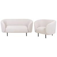 3-SITZER SOFA SET Polsterbezug beige/schwarz Loen - Beige/Schwarz, Textil (155/79/70cm) - Beliani