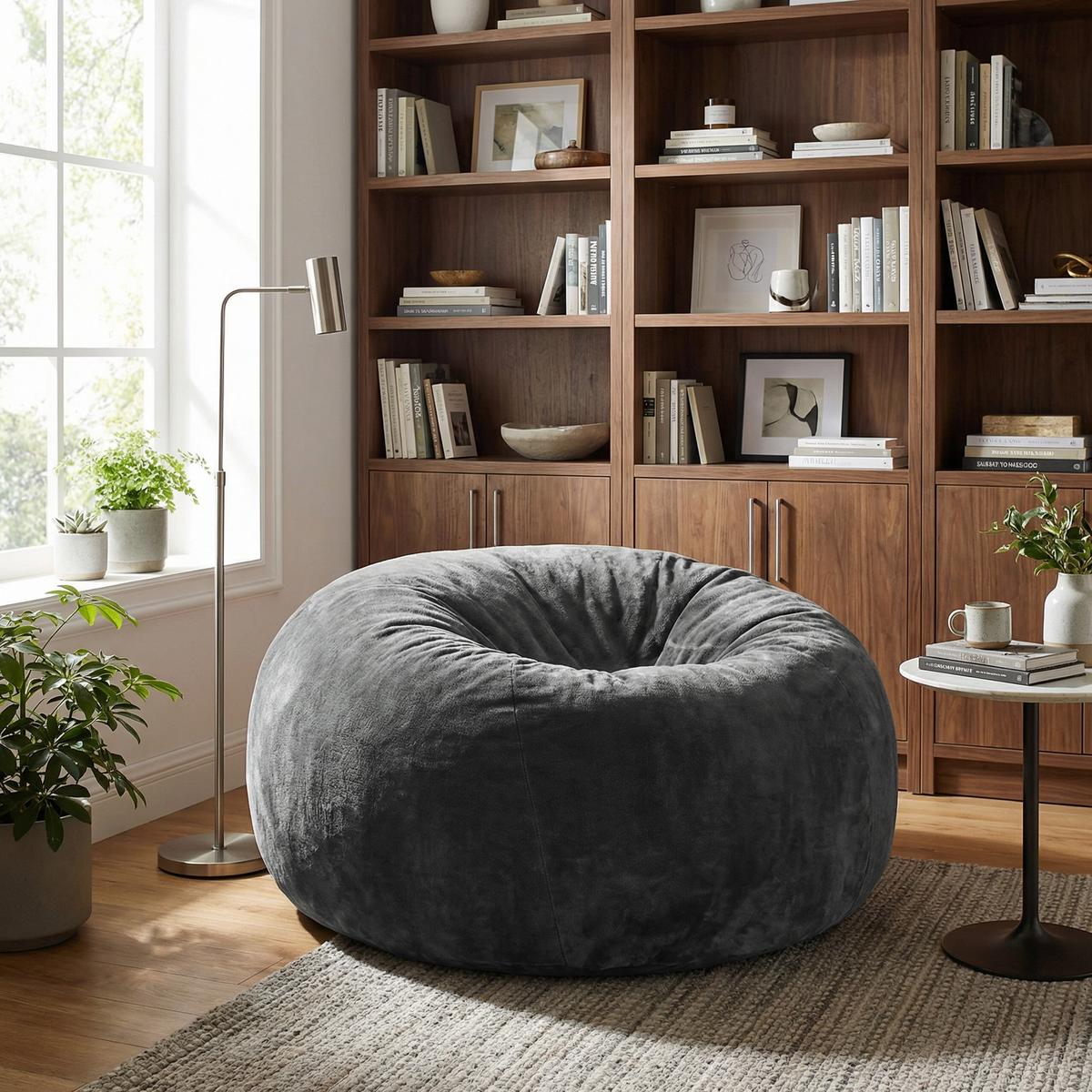 SITZSACK XXL Dunkelgrau Memory-Effekt & Waschbarer Bezug - Dunkelgrau, Textil (130/60/120cm) - Urban Meuble