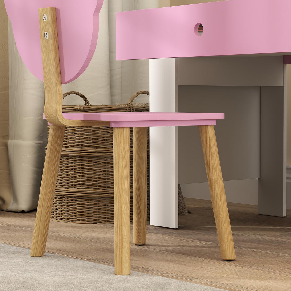 KINDERSCHREIBTISCH Set mit Tischplatte & Schublade Kinder Schreibtisch und Stuhl - Rosa, Holz (41/74.5/80cm) - AIYAPLAY
