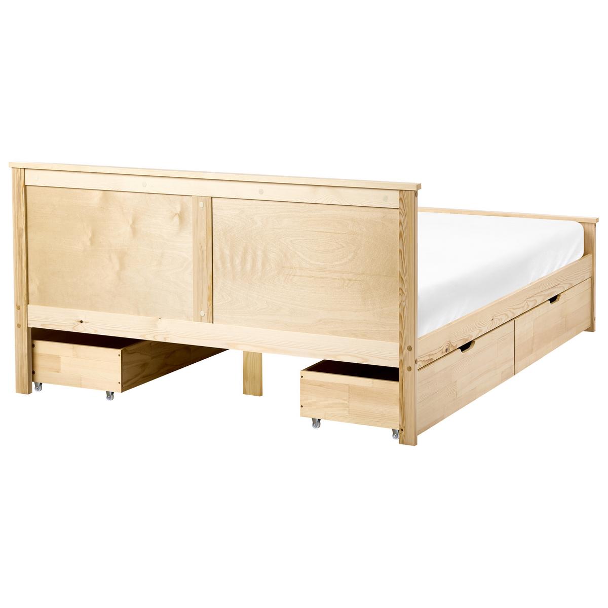 BETT mit 4 Schubladen 140/200 cm Kiefernholz Hellbraun Dauphin - Hellbraun, Holz (140/200cm) - Beliani