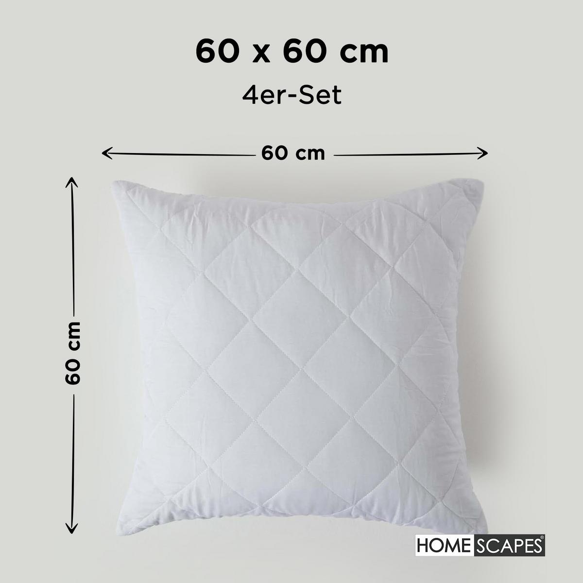KISSENSCHONER gesteppt 60/60 cm, 4er-Set, mit Reißverschluss - Weiß, Textil (60/60cm) - Homescapes