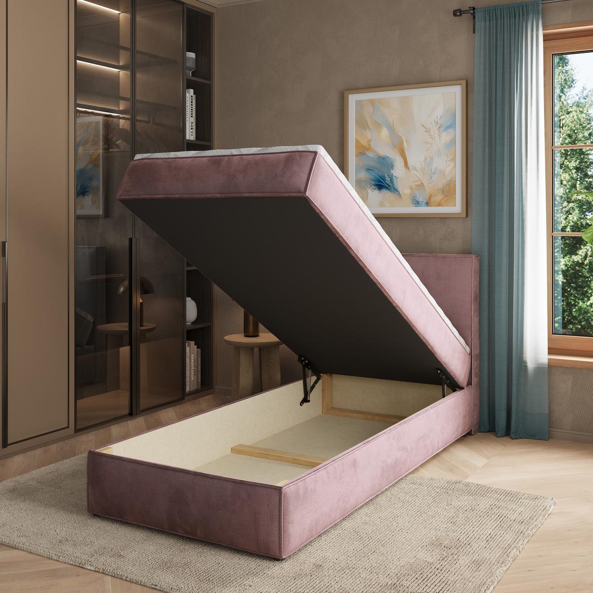 BOXBETT PELLIO 100x200 cm mit Matratze und Topper - Lila - Lila, Holz (100/200cm) - MASSENO