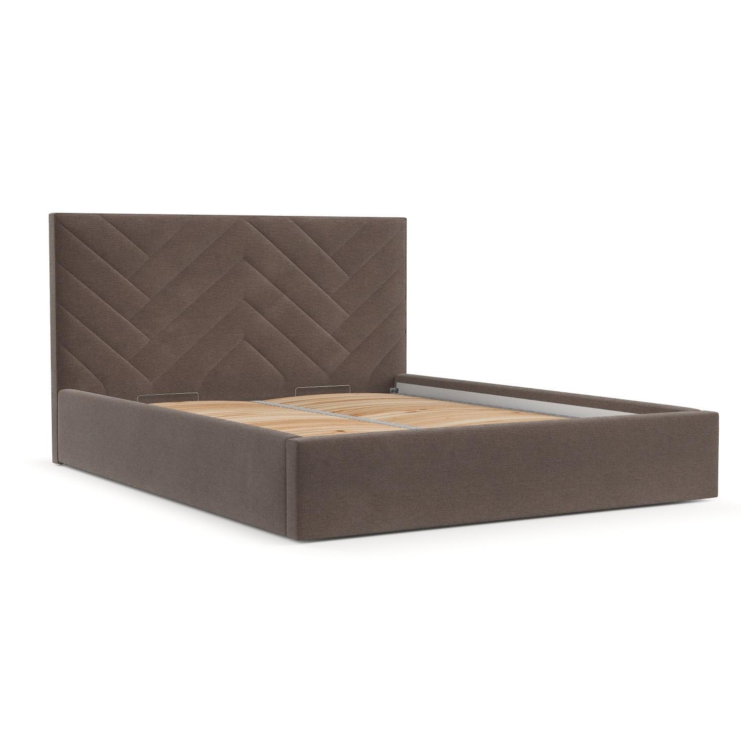 POLSTERBETT Arco 160/200 cm Braun im Asti Stoff - Schwarz/Naturfarben, Holz/Holzwerkstoff (160/200cm) - AltaBeds