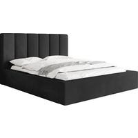 POLSTERBETT Amira mit Bettkasten, Schwarz Samt 120x200 cm - Schwarz Hochglanz/Birkefarben, Holzwerkstoff/Kunststoff (120/200cm) - WFL GROUP