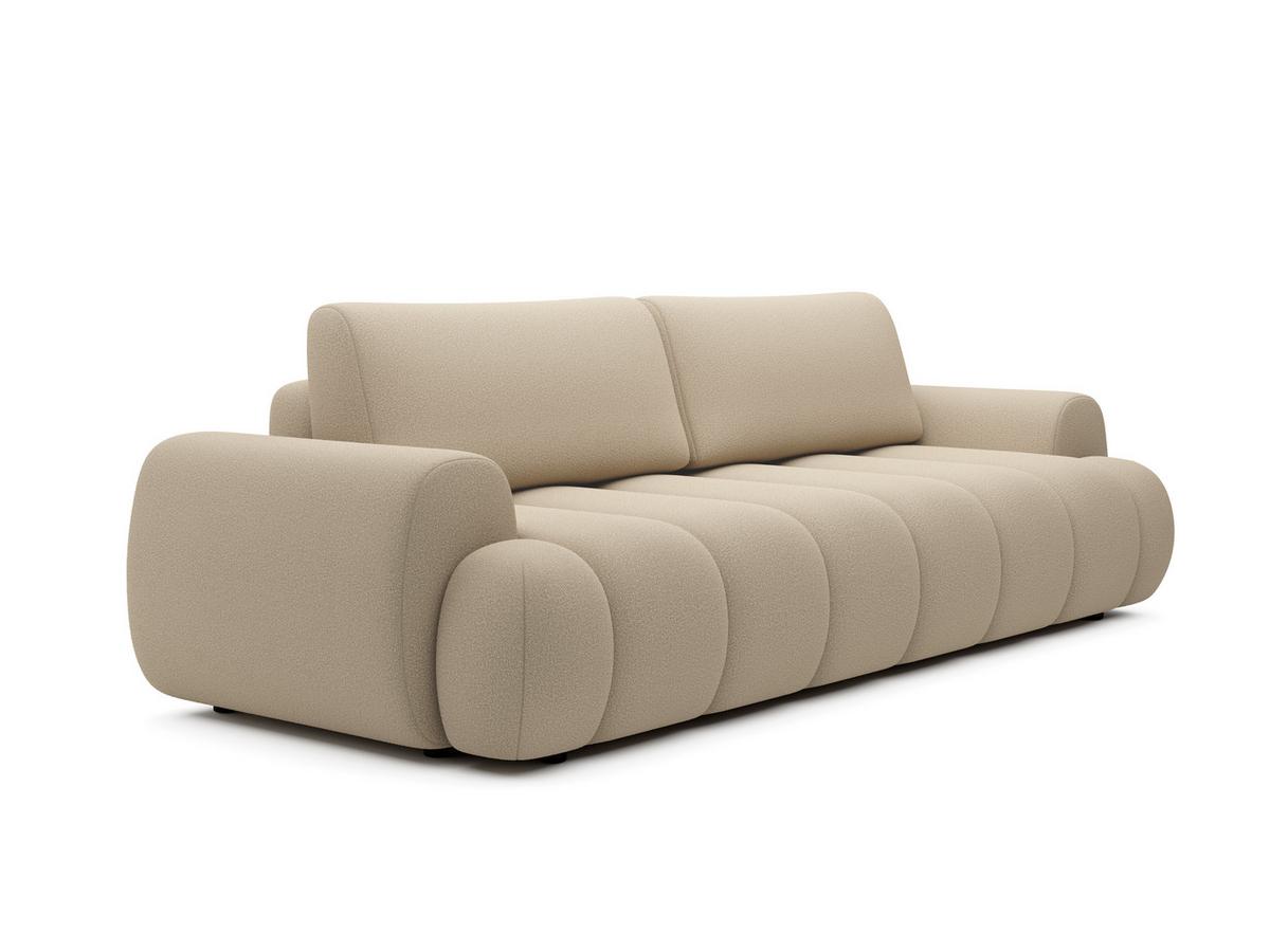 BETTSOFA SITO Creme Geflochtener Stoff mit Schlaffunktion - Creme, Textil (110/81/263cm) - MASSENO