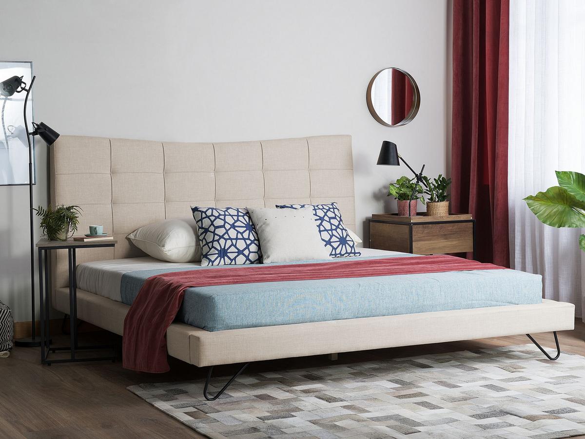 POLSTERBETT 160/200cm Helles Beige Lannion - Beige, Textil (160/200cm) - Beliani