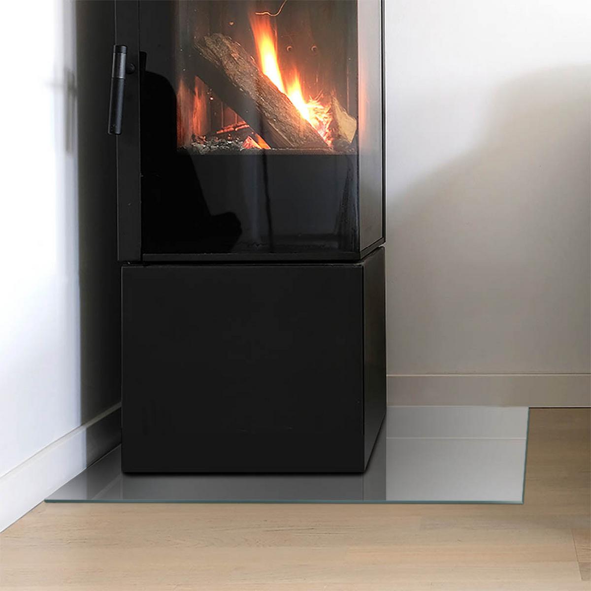 GLASPLATTE für Kamin 60x40 cm - Grau, Glas (60/40/0.4cm) - TULUP