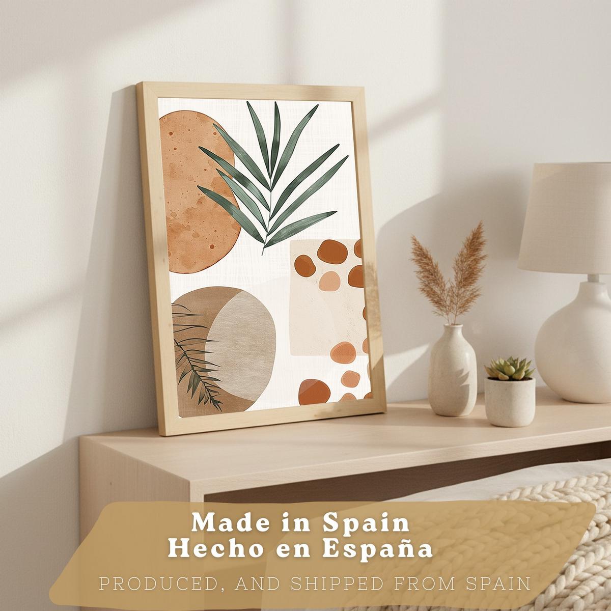 POSTER 3er Kunstdruck-Set Wandbilder Floral Abstrakt modern Wohnzimmer Deko, Schlafzimmer, Küche, Badezimmer Leichter Holzrahmen A4 - Beige, Papier (29.7/1/21cm) - Nacnic