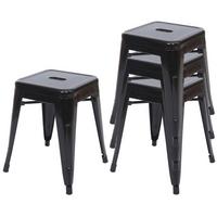 HOCKER Schwarz 4er-Set - Schwarz, Metall (39/46/39cm) - MCW