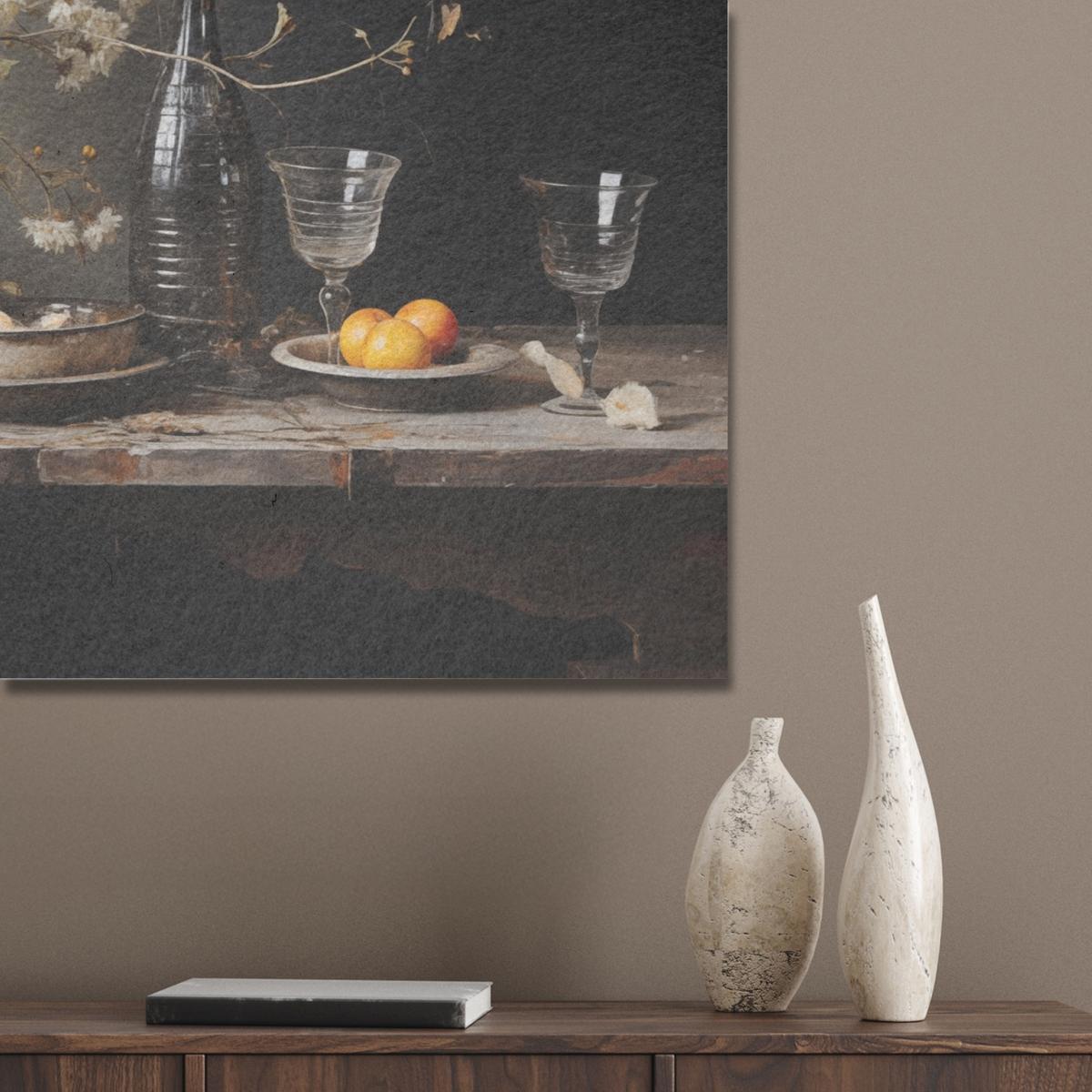AKUSTIKBILD Stilleben - Blumen - Blumenstrauß - Vase - Wein Akustikpaneele 90x60 cm - Schwarz, Kunststoff (90/60/0.9cm) - MuchoWow