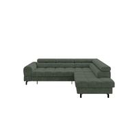 ECKSOFA mit Schlaffunktion Ottomane Rechts LUMA-L 272x203x70 Grün Velours - Schwarz/Grün, Holzwerkstoff/Kunststoff (203/272cm) - ALTDECOR
