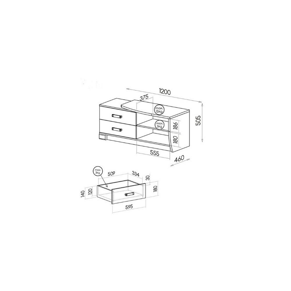 LOWBOARD PALMERO 120/50,5/46 cm, Braun - Eichefarben/Braun, Holzwerkstoff (120/50.5/46cm) - MASSENO