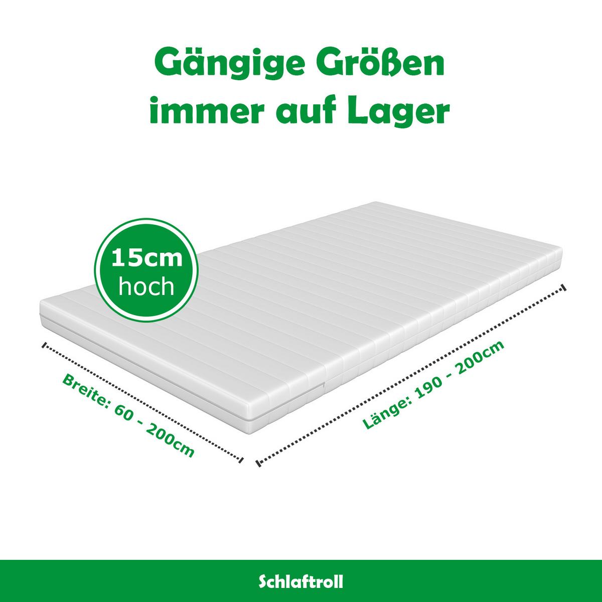 7-ZONEN KALTSCHAUMMATRATZE 100 x 190 - Weiß, Textil (100/190cm) - Schlaftroll
