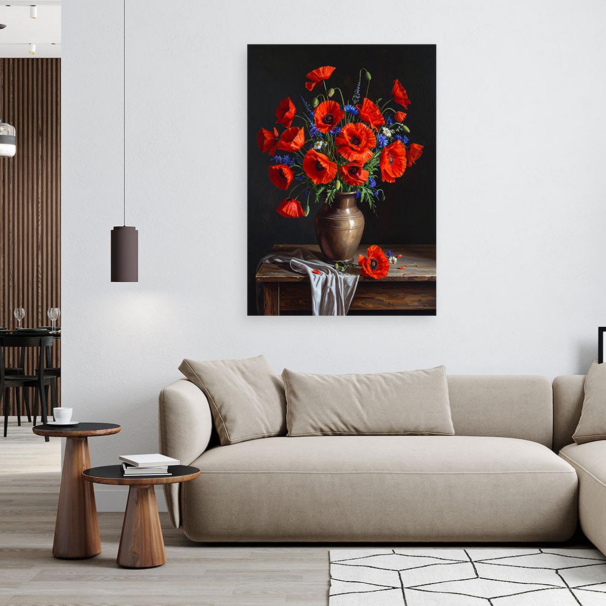 LEINWANDBILD Blumen 30x45cm - Rot, Textil (30/45cm) - Feeby