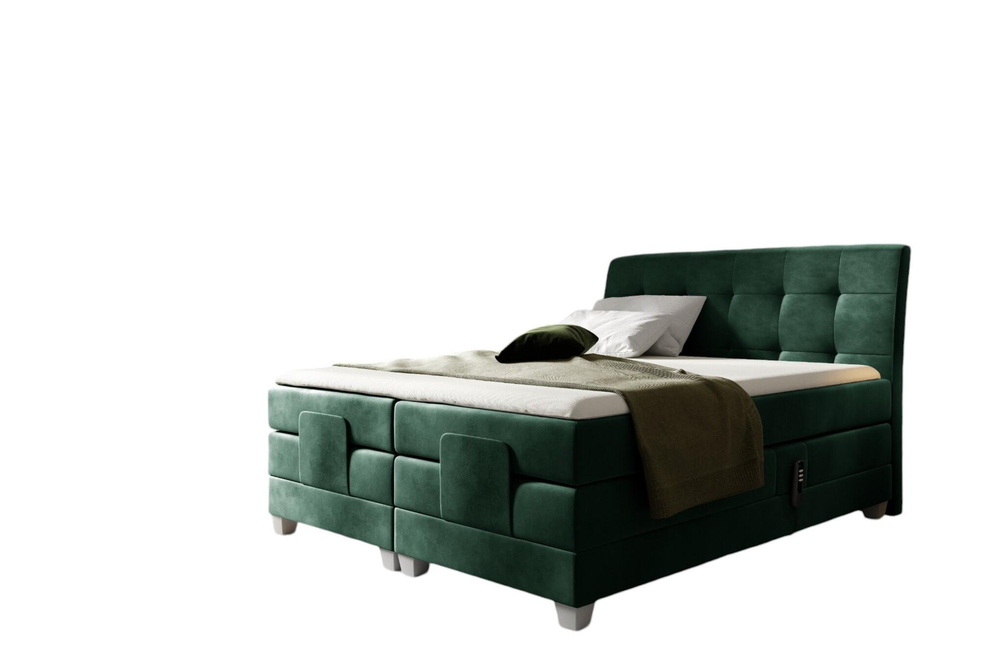 BOXSPRINGBETT Elektrisch Franco - Grün, Holzwerkstoff/Textil (140/200cm) - Fun Möbel