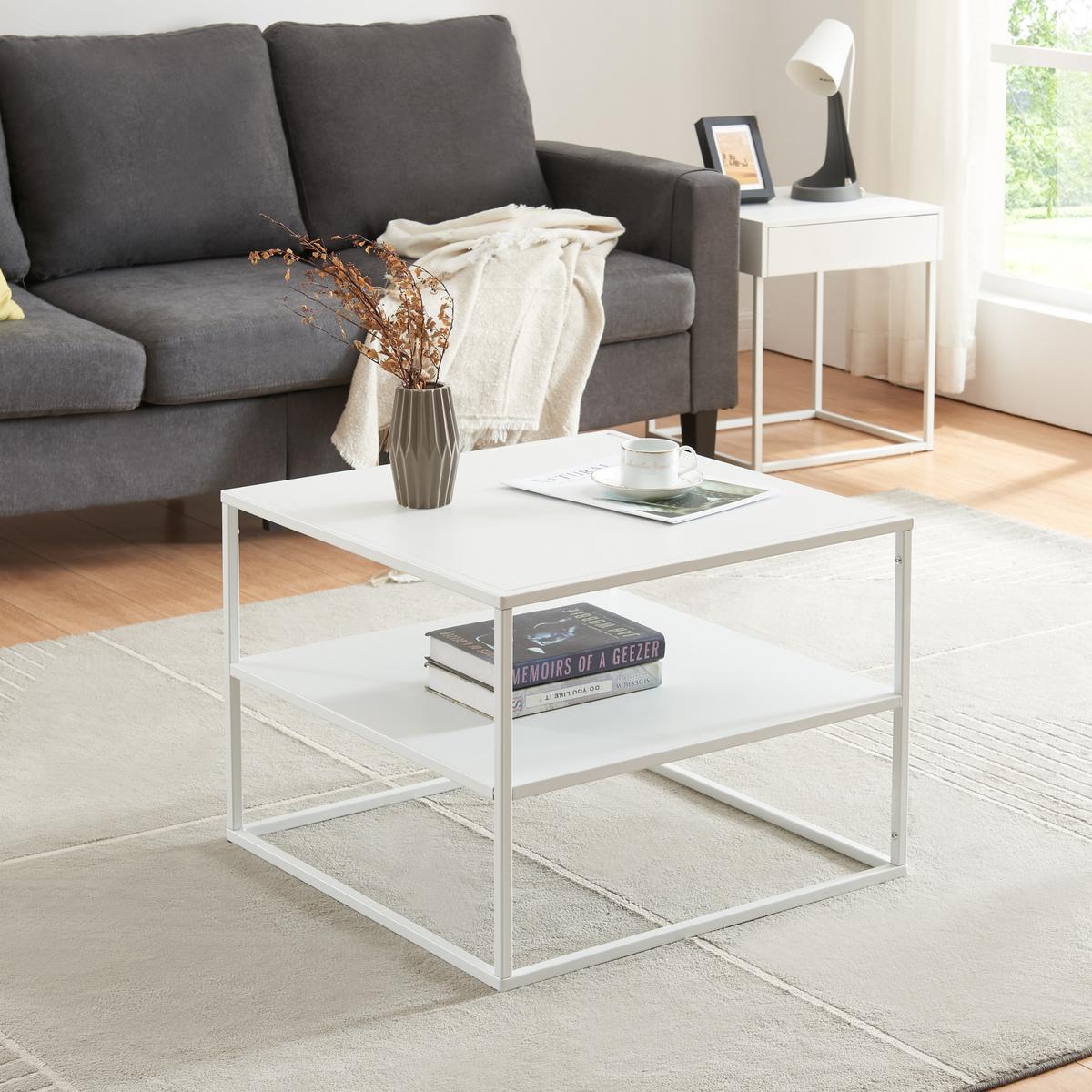 COUCHTISCH Solund 60/60/45 cm - Weiß, Metall (60/60/45cm) - [en.casa]