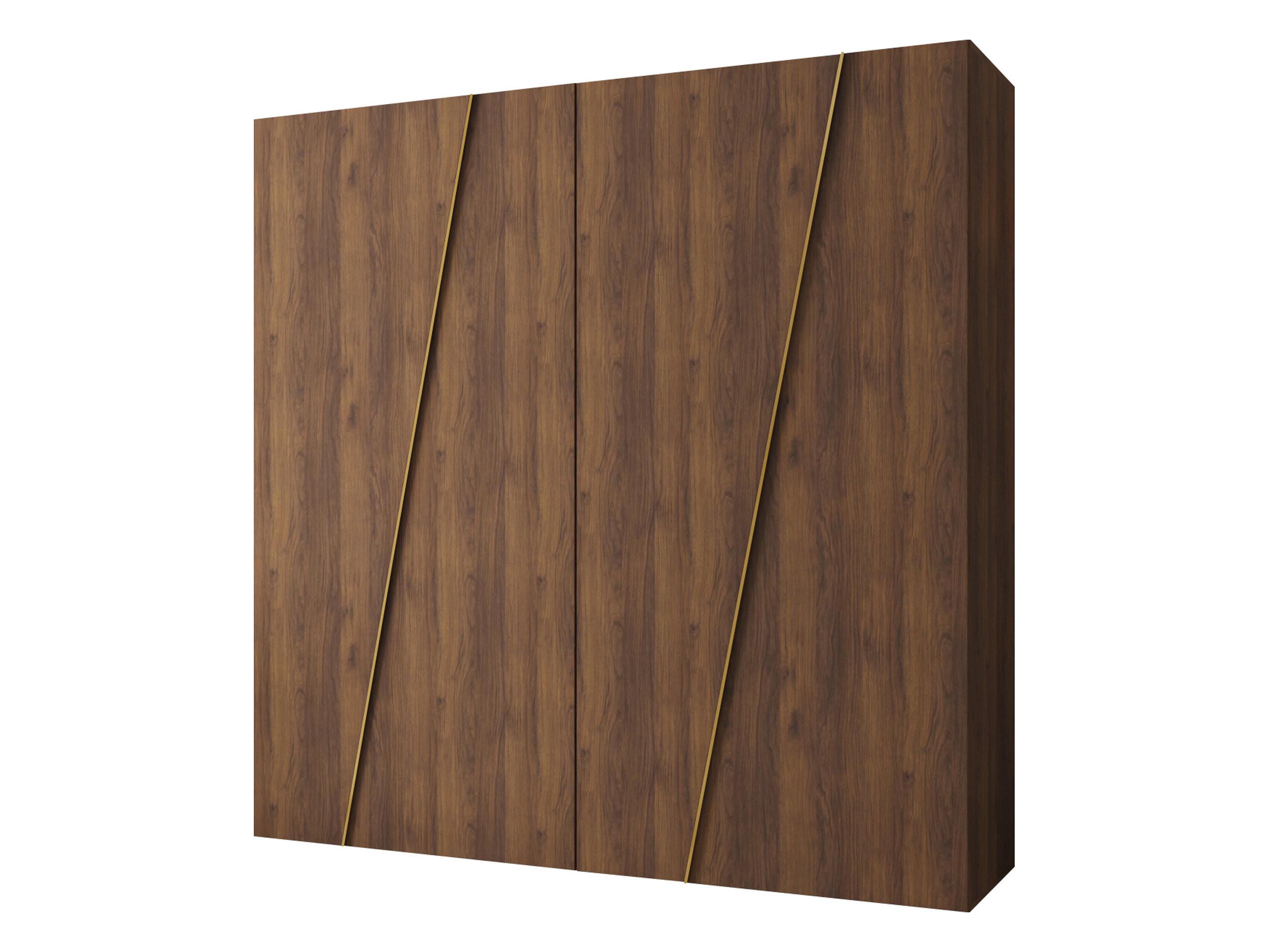 DREHTÜRENSCHRANK Zen 200 cm - Goldfarben/Nussbaumfarben, Holzwerkstoff/Kunststoff (200/202/50cm) - MIRJAN24