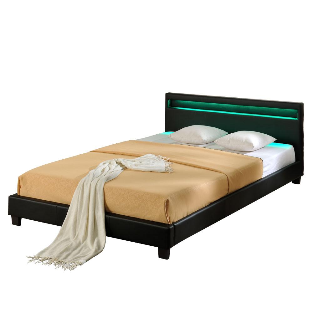 POLSTERBETT Paris mit LED-Beleuchtung - Schwarz, Textil (140/200cm) - Corium