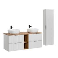 BADMÖBEL 140.8cm Adriel 2er-Set Weiß - Weiß, Holzwerkstoff (140.8/59/46cm) - Petits-meubles