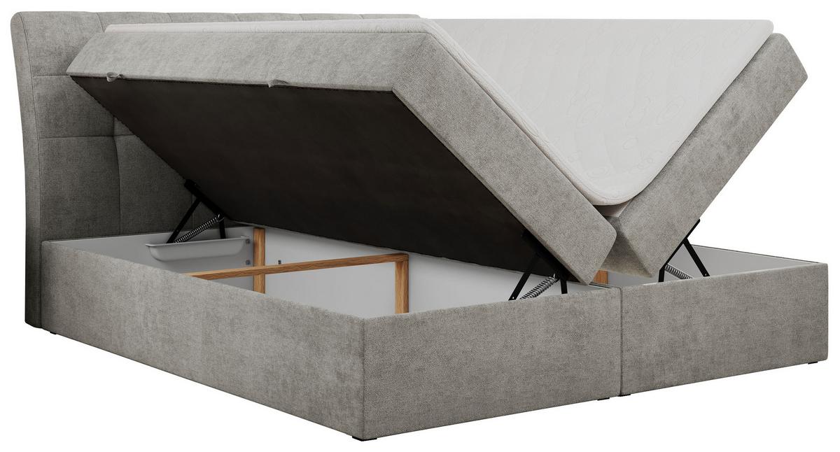 BOXBETT DIEGOS 200/200 Hellgrau Struktur - H4 - Hellgrau, Holz/Textil (200/200cm) - MKS