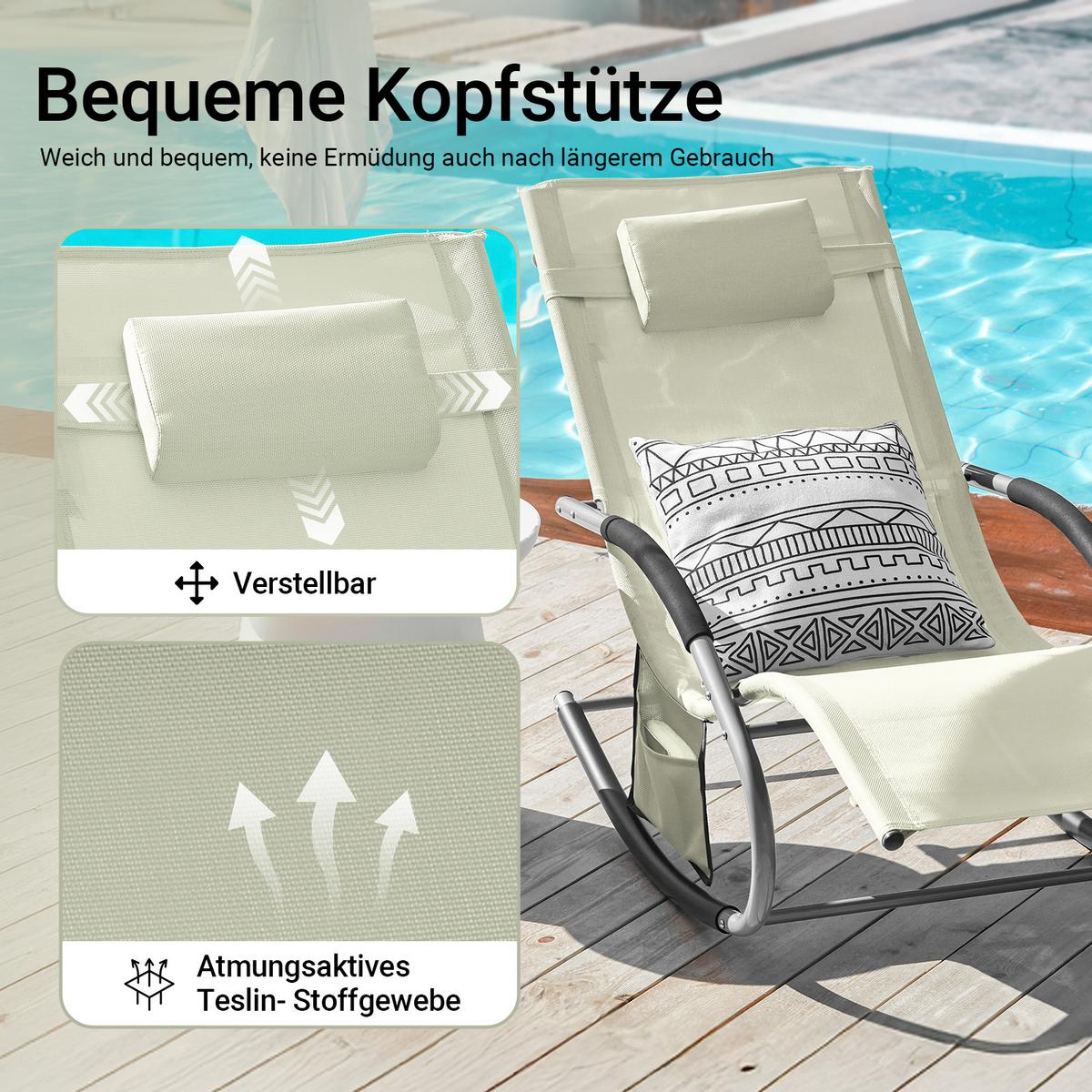 SONNENLIEGE 2 Personen, Gartenliege bis 150kg, Beige - Beige, Metall (63/87/150cm) - SoBuy