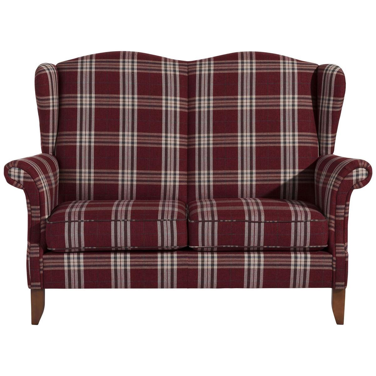 SOFA 2-Sitzer Katria Bezug Flachgewebe Buche nussbaum / rot - Rot, Kunststoff (156/108/86cm) - 58aufmkessel