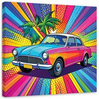 LEINWANDBILDER, Altes Auto im Pop Art Stil - Multicolor, Textil (20/20cm) - Feeby