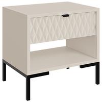 NACHTTISCH Montreal mit Schublade und offenem Fach, dekorative 3D-Fronten, Kaschmir - Kaschmir/Schwarz, Holzwerkstoff/Metall (52/55/40cm) - Beautysofa