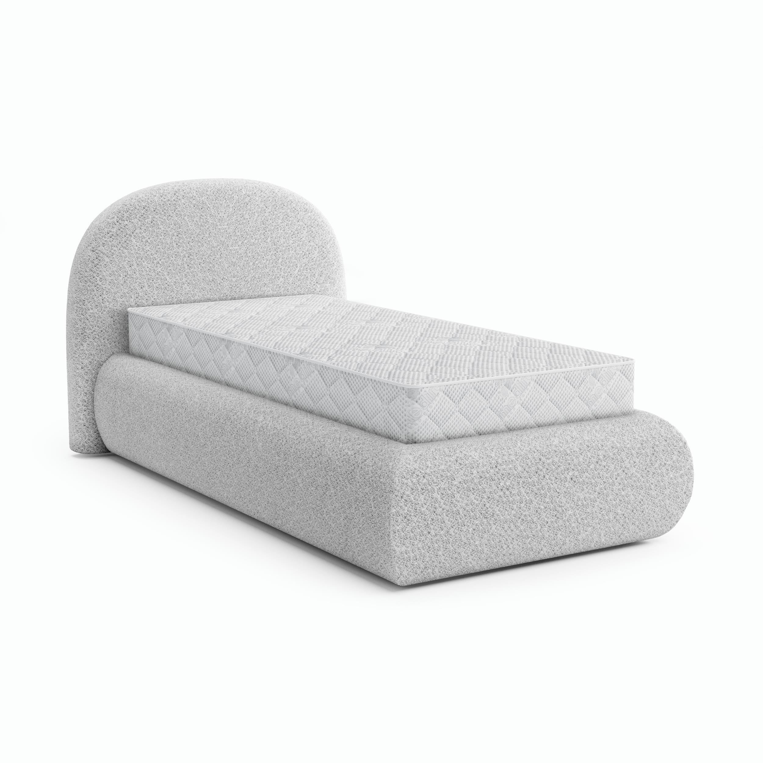 POLSTERBETT Motti 90x200, Einzelbett mit Bettkasten und Taschenfedernmatratze 20 cm, Hellgrau - Hellgrau, Holzwerkstoff (90/200cm) - Beautysofa