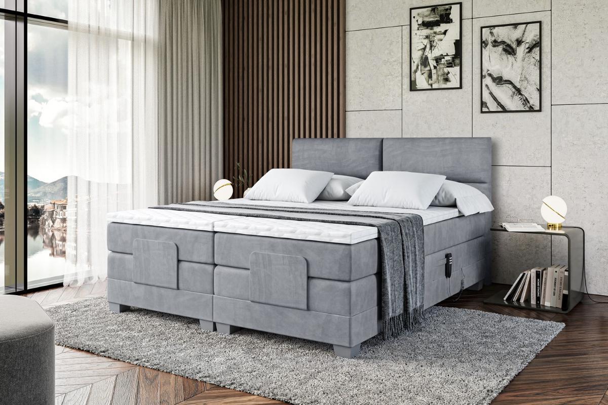 BOXSPRINGBETT elektrisch verstellbar mit 2 Matratzen H4/Taschenfederung MAYA EL 160 x 200 Hellgrau - Hellgrau, Holzwerkstoff (167/200cm) - ALTDECOR