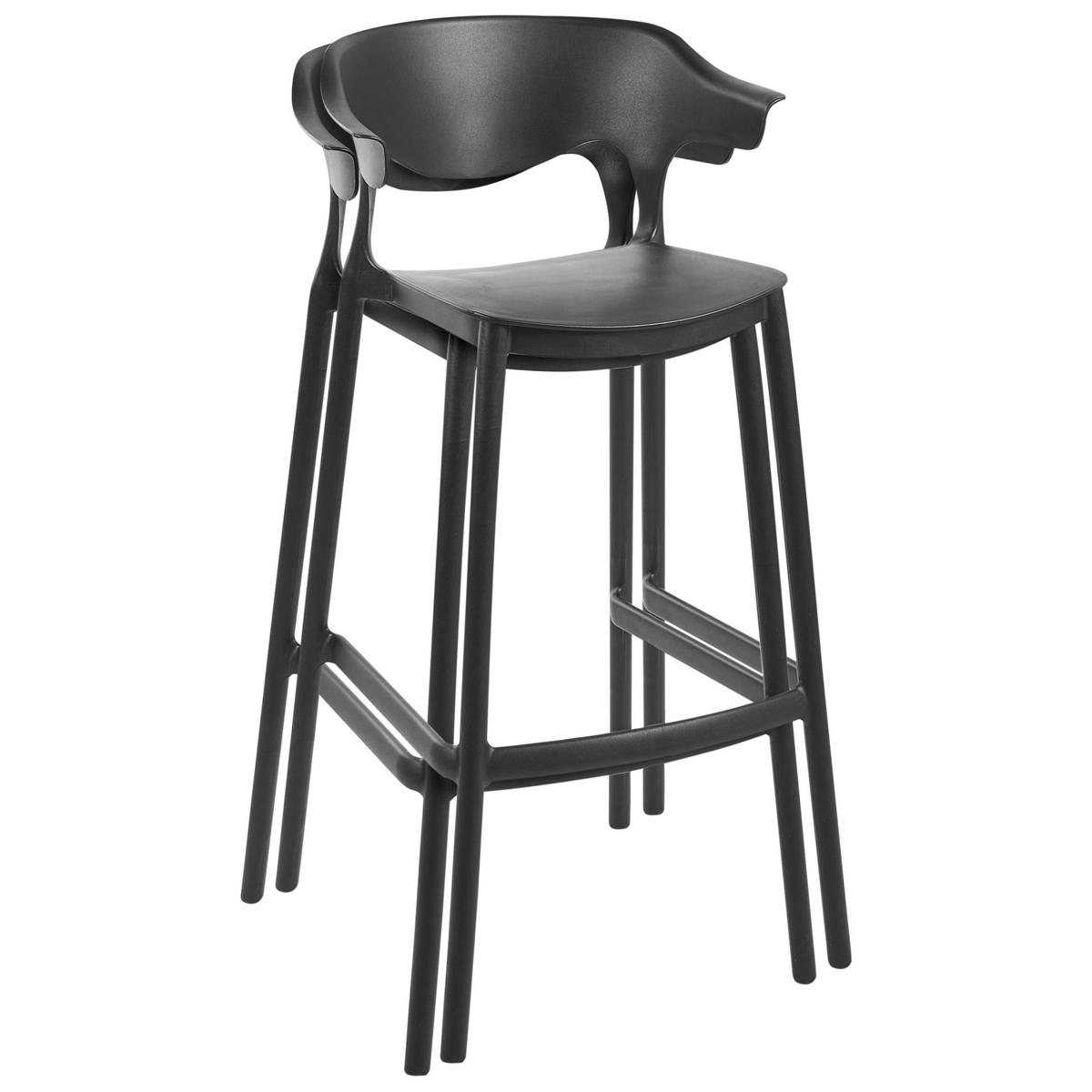 GARTEN-BARHOCKER 2er-Set Schwarz Gubbio - Schwarz, Kunststoff (48/100/48cm) - Beliani