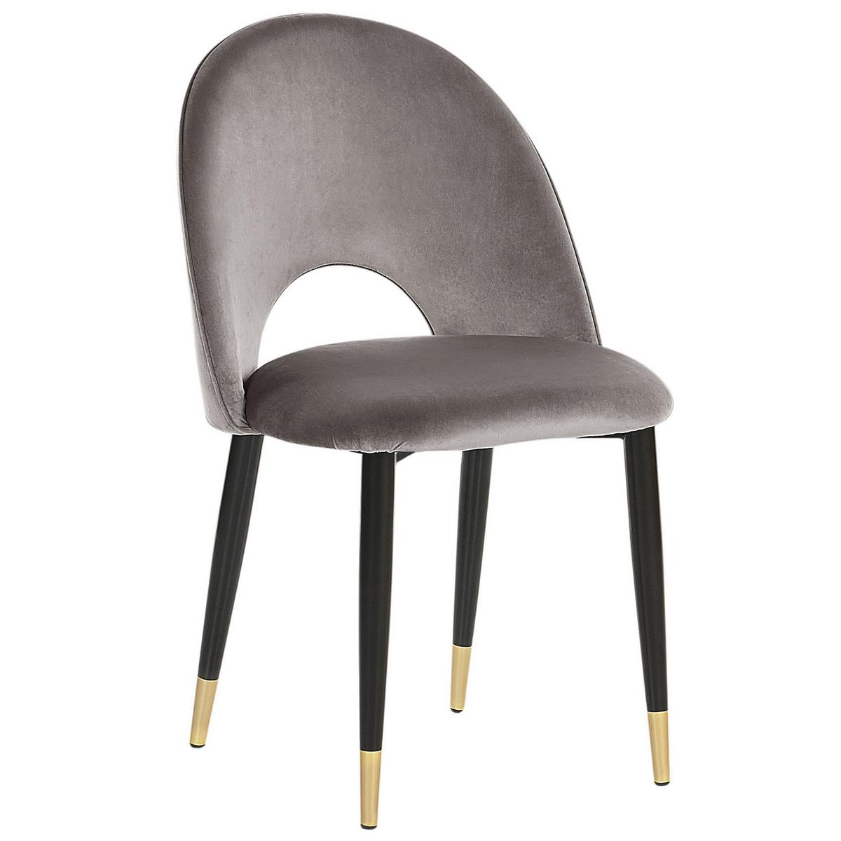 ESSZIMMERSTUHL 2er-Set Samtstoff Grau Magalia - Grau, Textil/Metall (47/84/45cm) - Beliani