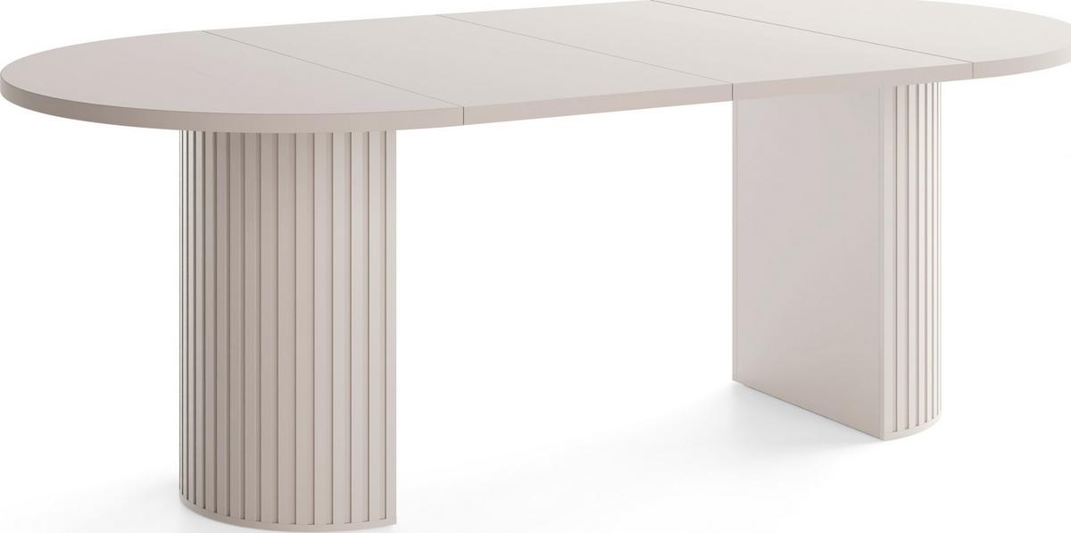 ESSTISCH Norin rund ausziehbar verlängerbar, Beige 100-188/100/75 cm - Sandfarben/Beige, Holzwerkstoff (100/188/75cm) - WFL GROUP