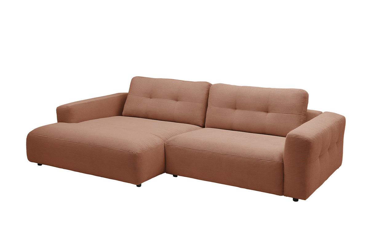 ECKSOFA MIKA Braun Cord - Schwarz/Braun, Kunststoff/Textil (276/167cm) - KAWOLA