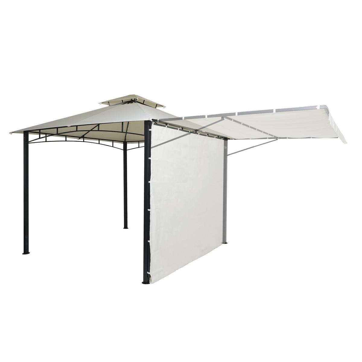 PERGOLA STAHL + SEITENWAND Cremeweiß - Weiß, Textil (490/275/250cm) - MCW