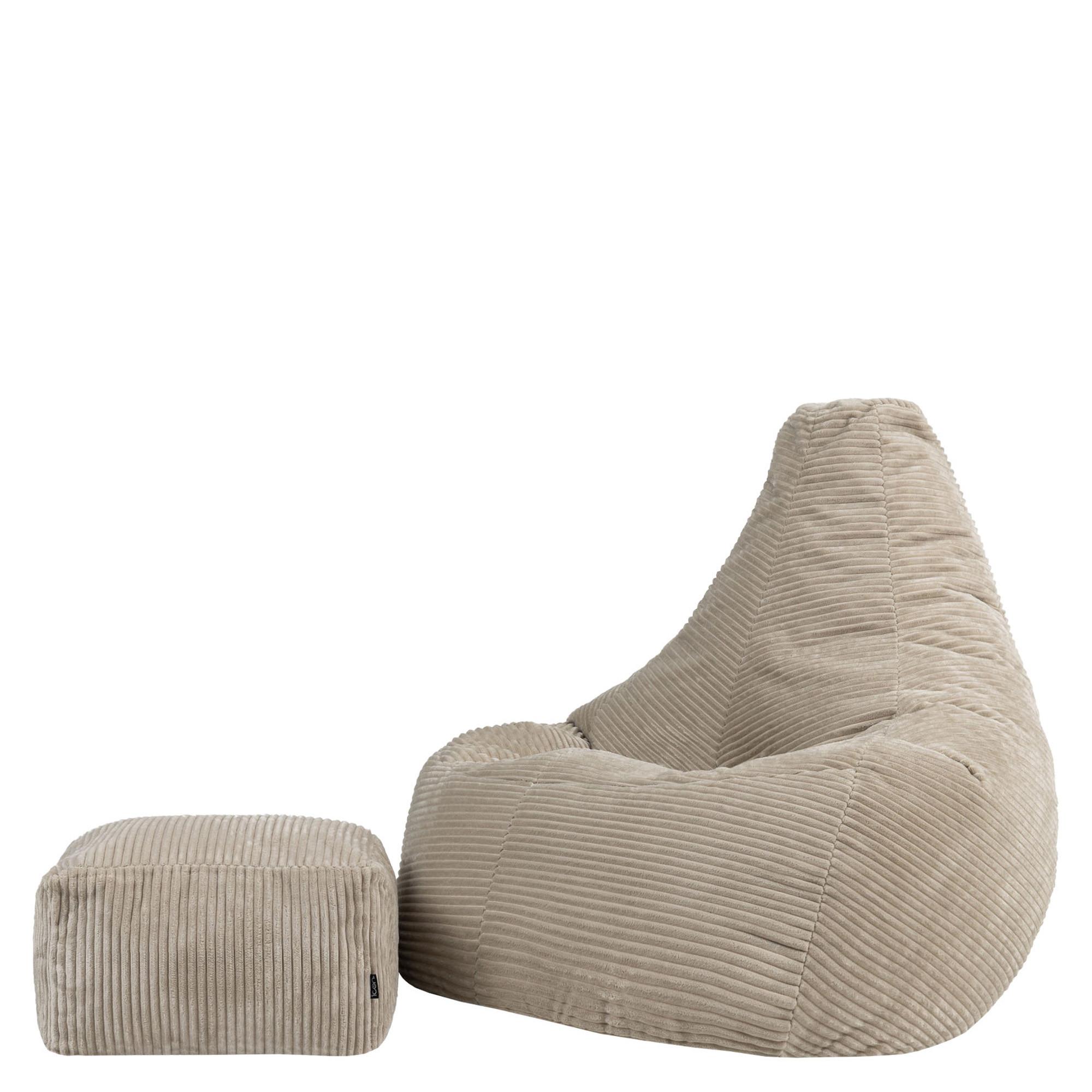 SITZSACK mit Hocker Dalton XXL Cord - Beige, Textil (94/40/92cm) - icon