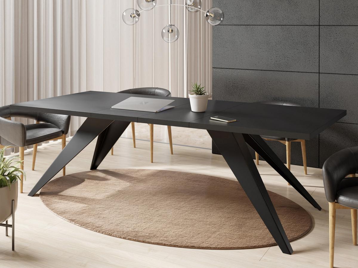 ESSTISCH Vance rechteckig ausziehbar, Schwarz 160-260/90/76 cm - Schwarz, Holzwerkstoff/Metall (90/260/76cm) - WFL GROUP