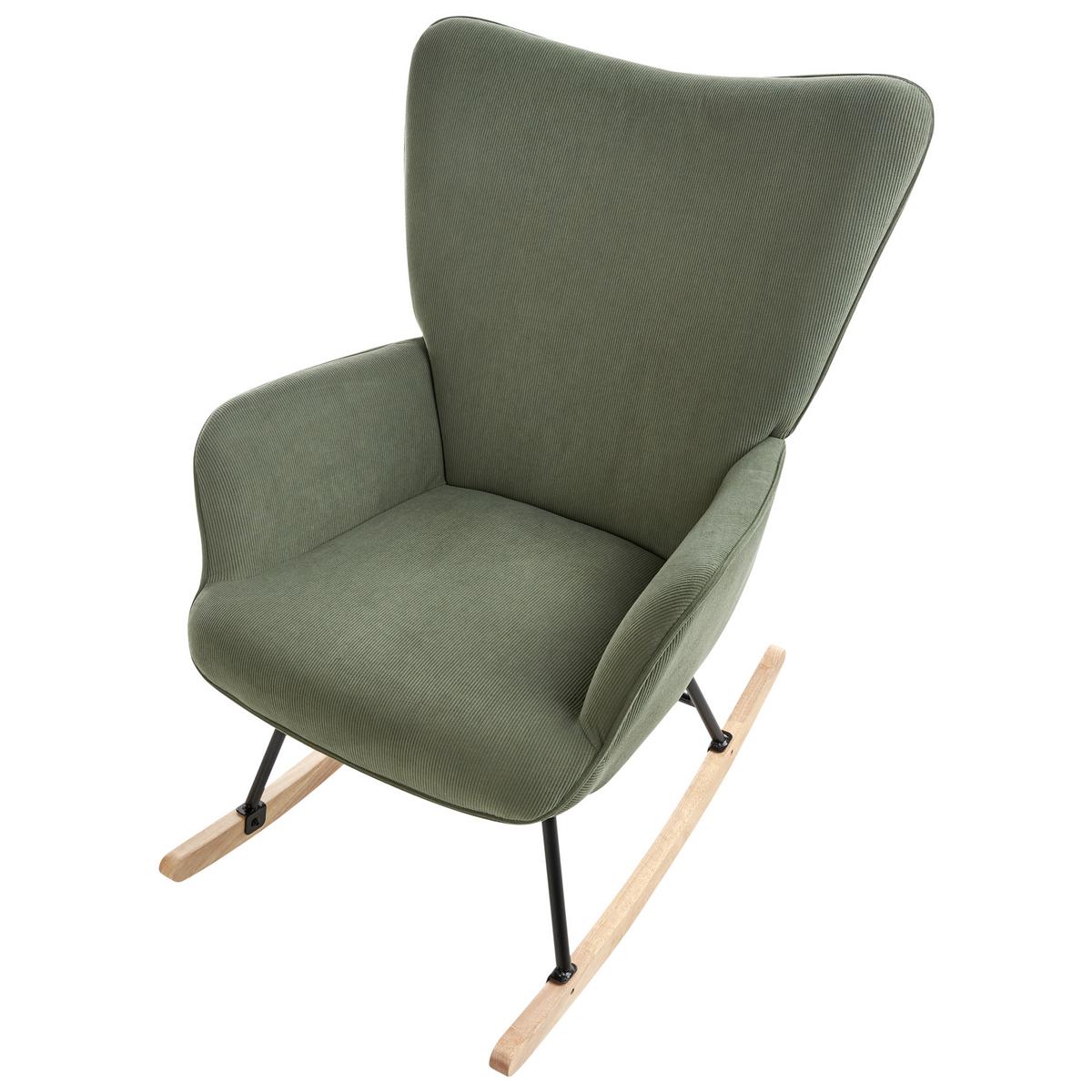 SCHAUKELSESSEL Cord Dunkelgrün Arset - Olivgrün, Textil (71/104/83cm) - Beliani