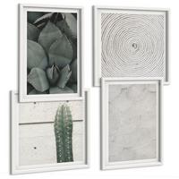 BILDER SET 4er Set - 50x50 cm & 40x60 cm Weißer Rahmen - Sommerliche Texturen aus den Tropen - Weiß, Kunststoff (50/50cm) - TULUP