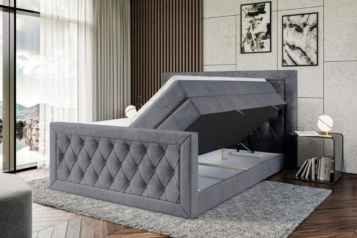 BOXSPRINGBETT NOEL-Z KING - 200 x 200 - H3/H4 - Dunkelgrau - Dunkelgrau, Holzwerkstoff (200/200cm) - ALTDECOR