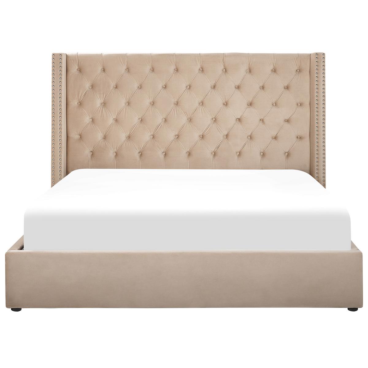 POLSTERBETT 160/200cm Beige Lubbon - Beige, Textil (160/200cm) - Beliani