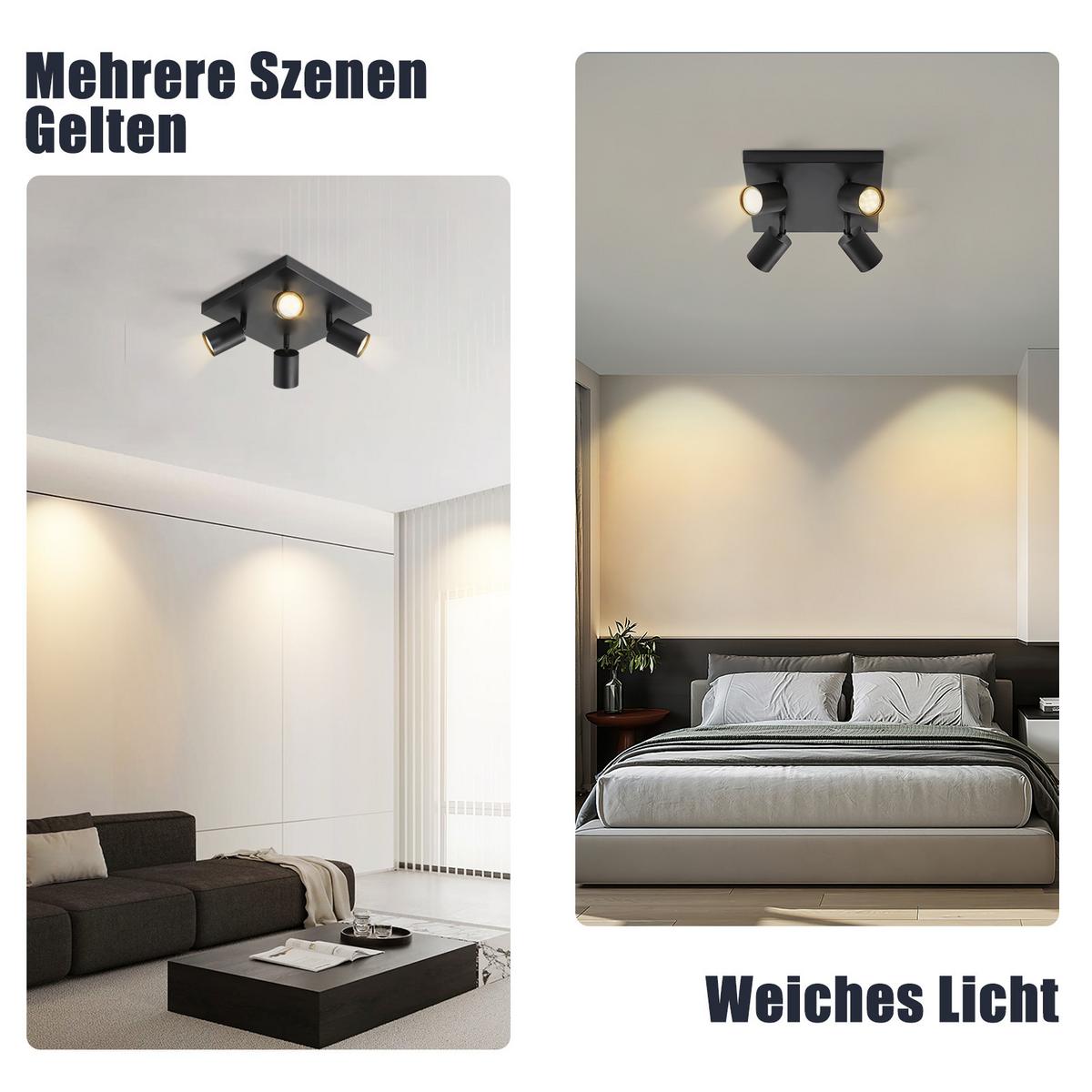 DECKENSTRAHLER Harold 4-flammig 25/25/14 cm - Schwarz, Metall (25/25/14cm) - Nettlife
