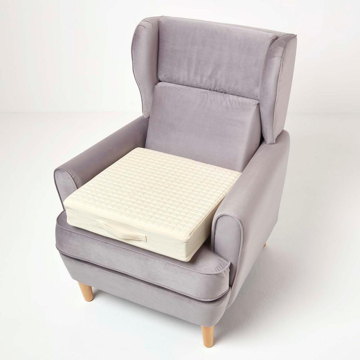 SITZKISSEN orthopädisch 50/50/10 cm – Sesselkissen creme - Beige, Textil (50/50/10cm) - Homescapes