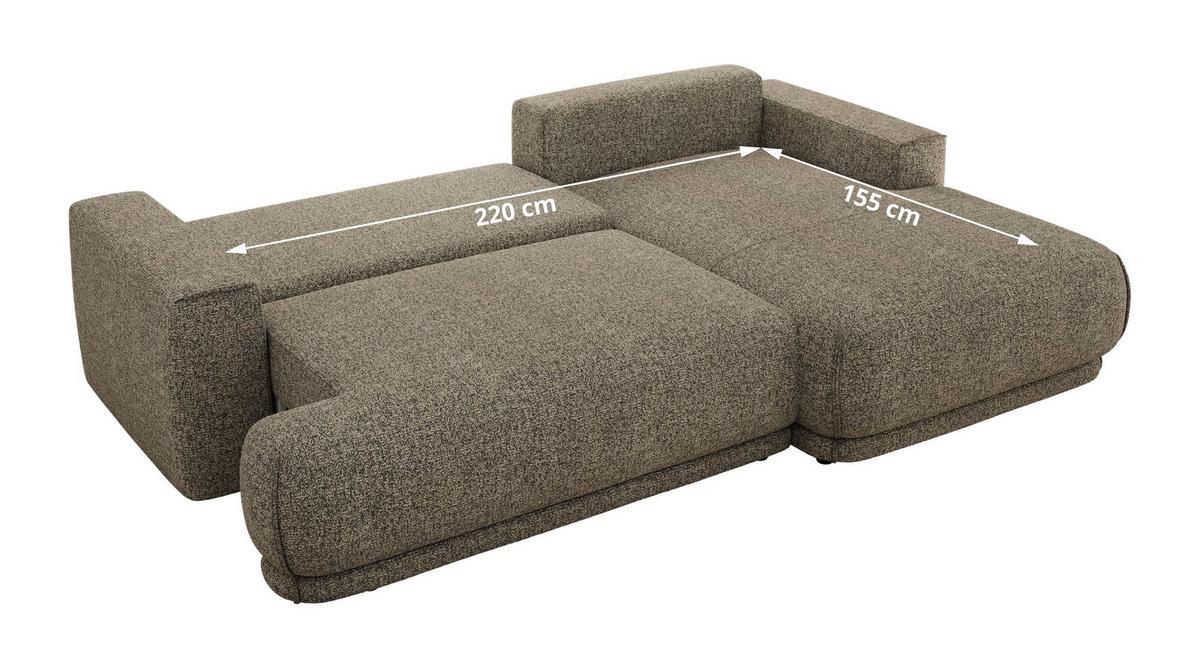 ECKSCHLAFSOFA RINA L Grau Strukture - links - Schwarz/Grau, Kunststoff/Textil (267/170cm) - MKS