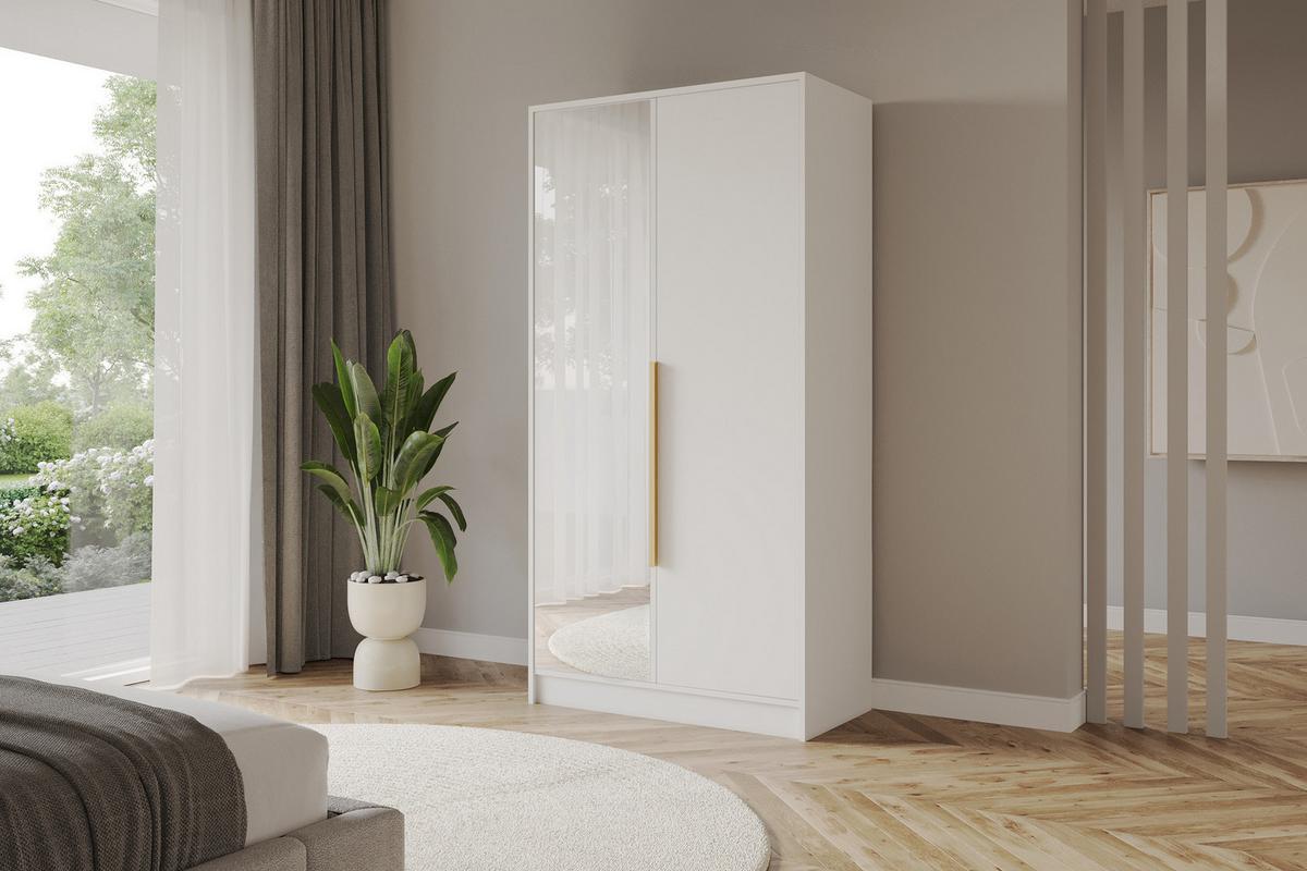 KLEIDERSCHRANK - LESE - 102 - Weiß - Goldfarben/Weiß, Holzwerkstoff (102/200/51cm) - ALTDECOR