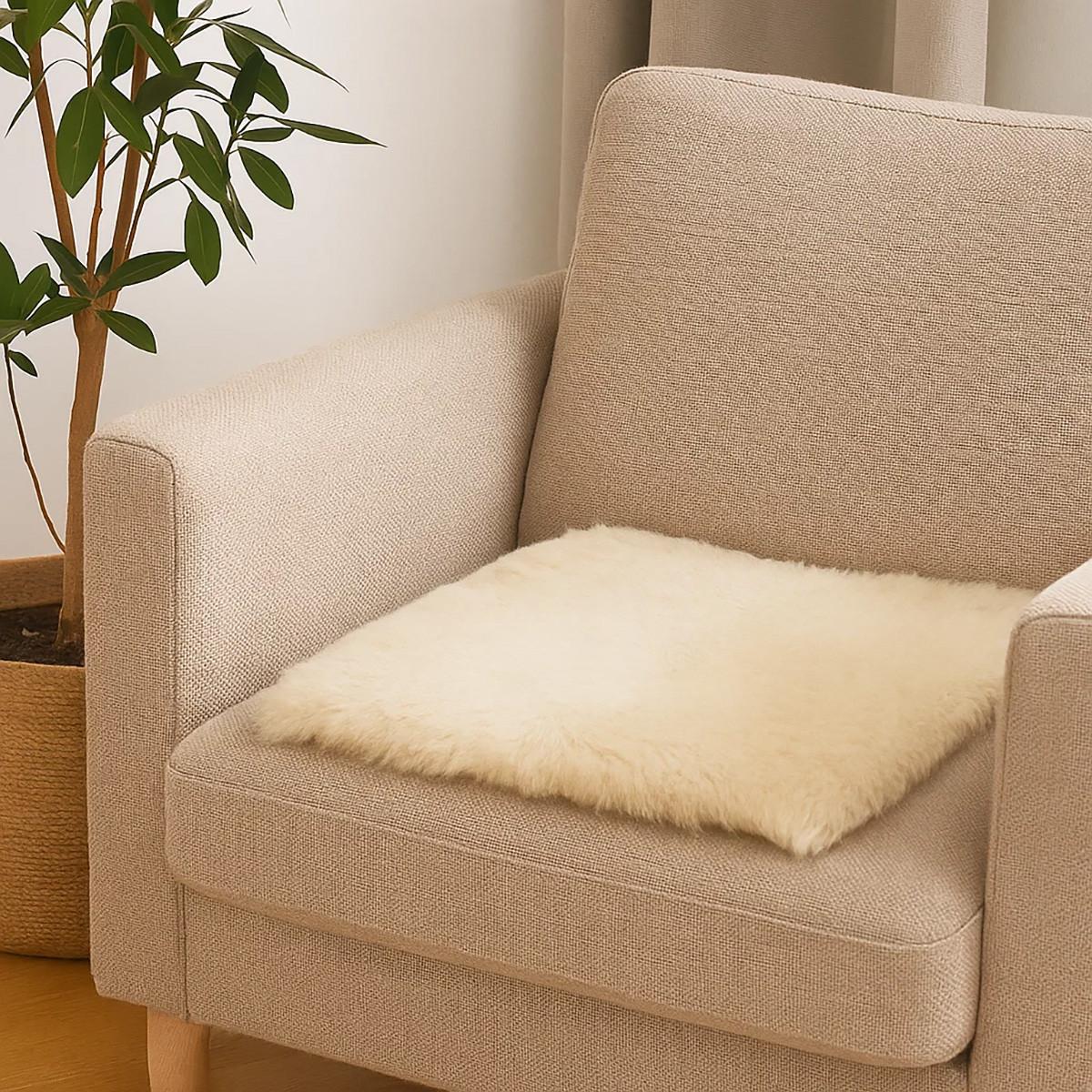 SITZAUFLAGE Schaffell Kurzhaar Creme rund/eckig 30 cm - Creme, Fell (30/30cm) - Provellus