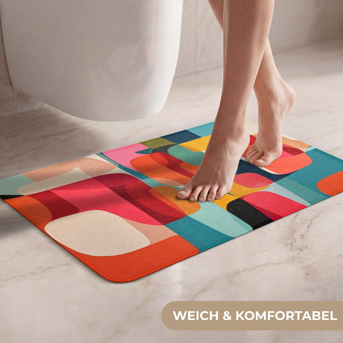 WC-VORLEGER Formen - Bunt - Abstrakt - Flugzeuge Toilettenvorleger 60x40 cm - Multicolor, Textil (60/1cm) - OnlyWow