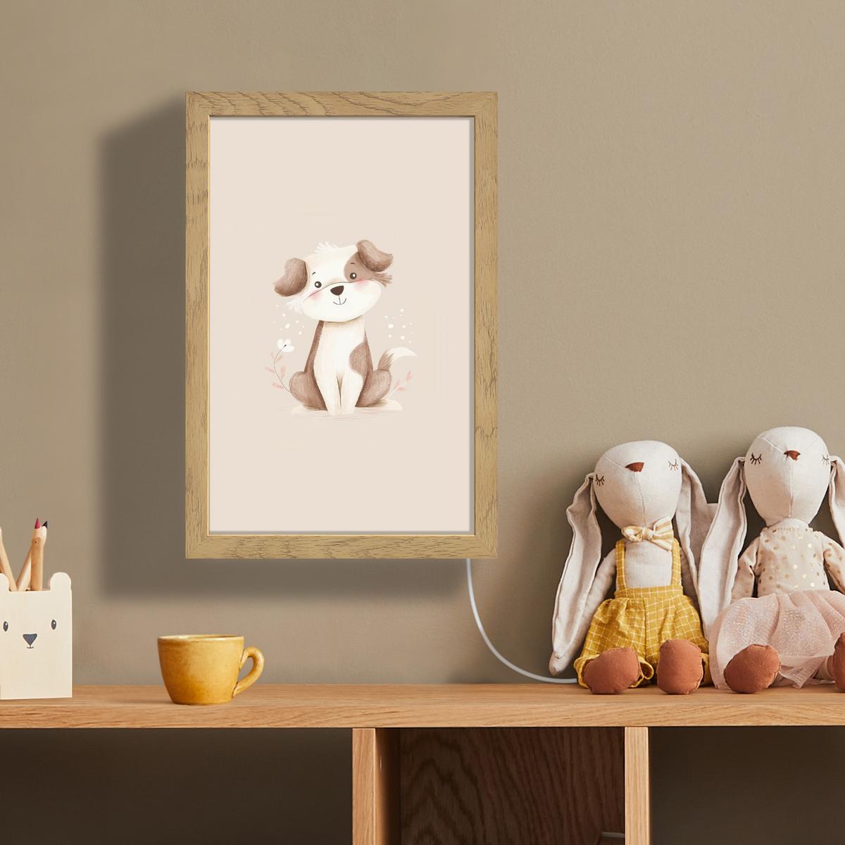 WANDLEUCHTE Hund - Gefleckt - Braun 20x30 cm - Beige, Holzwerkstoff (20/30/8cm) - OnlyWow